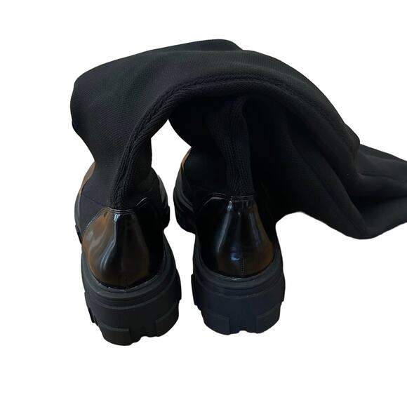 NWOT ASOS DESIGN Kimmy flat chunky over the knee boots 28” tall in black size 11 - Picture 10 of 12